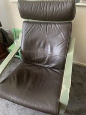 Two Poang Chairs with Dark Brown Leather Cushions Great Condition Collect Only