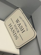 White And Black Wash Your Hands Bathroom Hanging Sign