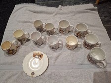 Commemorative Royal Family collection of cups and plate, old but good condition