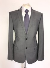 TED BAKER - Mens Plain GREY WOOL SUIT - 40 Reg - W34 L32 - NICE SUIT