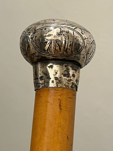 Silver top cane bamboo walking - cane,