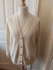 GANT WOMENS SUPER FINE LAMBSWOOL CREAM OVERSIZED CARDIGAN UK SIZE L NEW/BNWT