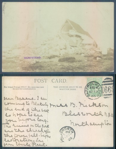 1905 rppc ruins hempstead - 1905,