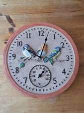 Outdoor Terracotta Bird Patterned Wall Clock 30cm Diameter - Working