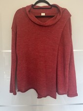 Poetry Burnt Red Orange Pure Alpaca Cowl Neck Wrap Jumper Size Medium