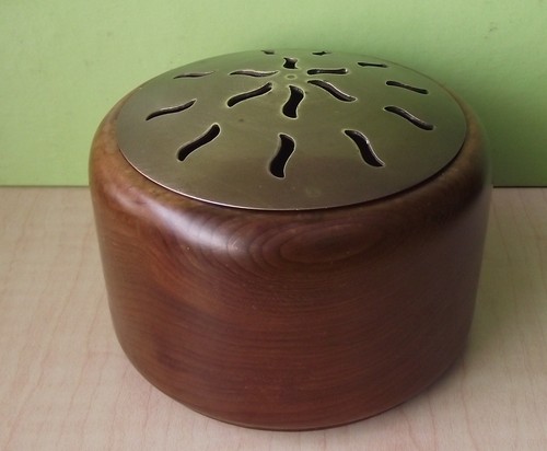 Yew wood brass treen - yew, &