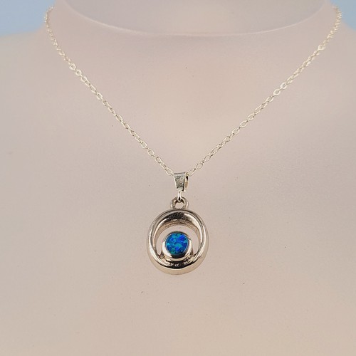 Blue opal pendant - blue,