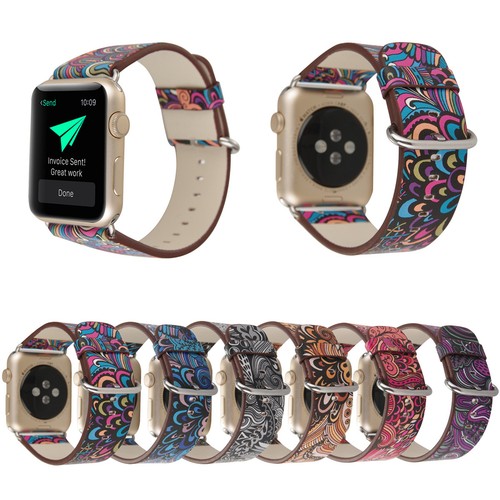 Floral leather strap band - floral,