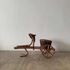 Vintage Wicker Weave Rickshaw Bike Bicycle Basket Planter Mantel Decor Rare