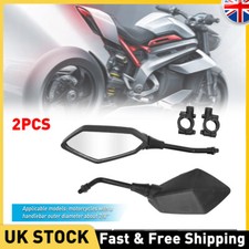 Universal Motorcycle Motorbilke Bicycle Flat Wing Mirror Rear Side View Clear UK