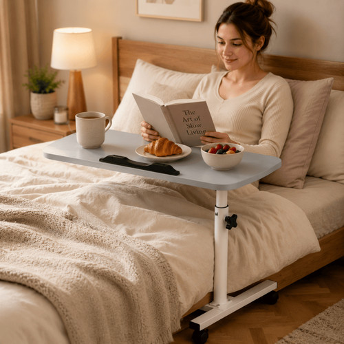 Adjustable overbed table with - table,