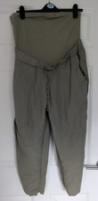 H&M MAMA Linen Blend Maternity Pull On Over The Bump Trousers - Size Large / L