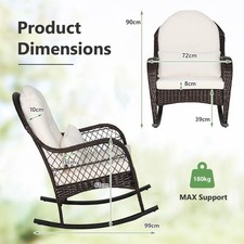 Outdoor Wicker Sturdy Rocking Chair Patio Rattan Rocker Garden Furniture Set