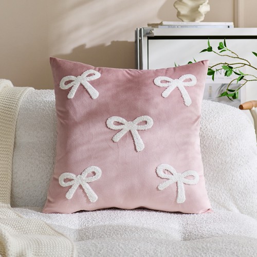 New velvet plush bow cushion - velvet,