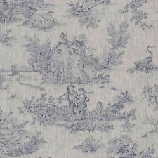 Toile De Jouy Linen Fabric Blue French Pastorale Curtains Upholstery Cushions