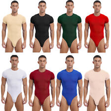 Men's Athletic One-piece Bodysuit Leotard High Cut Wrestling Singlet Jumpsuit