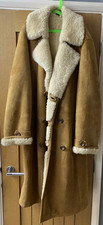 GENUINE RETRO VINTAGE WOOL COAT SWEDEN SHEEPSKIN SHEARLING 60'S 70'S LARGE 
