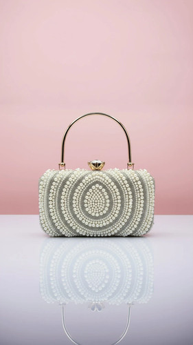 Crystal pearl evening clutch - crystal, &