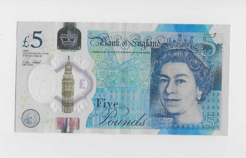 Five pound note - five, polymer