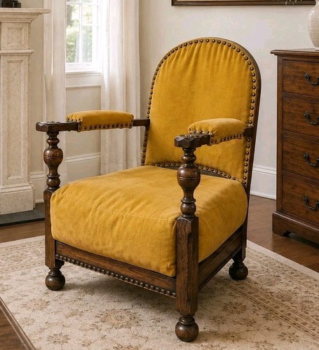 Antique oak open armchair arts - antique,