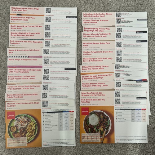 Gousto recipe cards used - gousto,