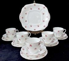 Adderley “Rose Bud” Pretty Vintage Bone China Tea Set - 11 Piece-