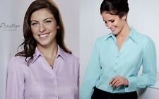 SIMON JERSEY HERRINGBONE LONG SLEEVE LADIES BLOUSE SHIRT CORPORATE OFFICE SMART