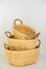 Set of 3 Storage Baskets Woven