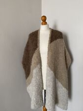 Women Zara Knit Italian Yarn Cape Wrap Poncho Brown Mix Mohair Wool Sz M Bnwot