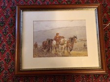 Harold Swanwick print - 16” X 13” Nicely Framed “Driving A Team” Excellent Cond.