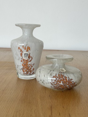 Mdina orange and white glass - and,