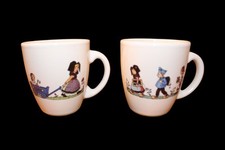 Vintage Hansi Porcelain Mugs Set of 2 - Charming Alsatian Village Made in France