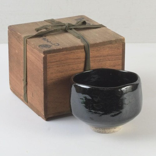 Japanese kuro raku chawan - japanese,