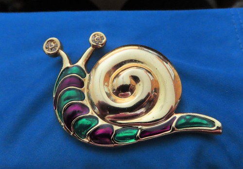Enamel snail brooch - enamel,