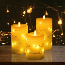 Pack of 3 Flameless Flickering Candle with Remote Realistic LED Fake Candles Set