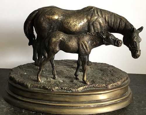 Stunning bronzed metal horses - metal,