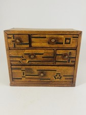 Japanese Inlaid Miniature Chest of Drawers Apprentice Piece Marquetry