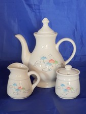 Vtg Stoneware Set: Coffee Pot