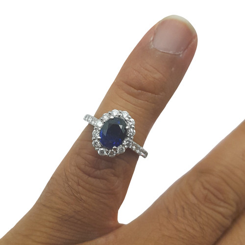 Platinum sapphire ring - sapphire,