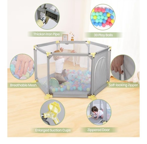 Baby playpen 6part grey - baby,