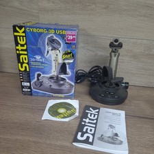 Vintage SAITEK Cyborg 3D Gold USB Flight Simulator Gaming Joystick Controller