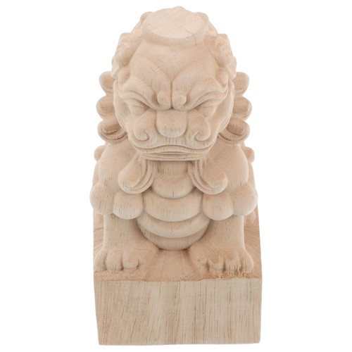 Wood lion sculpture - wood, post
