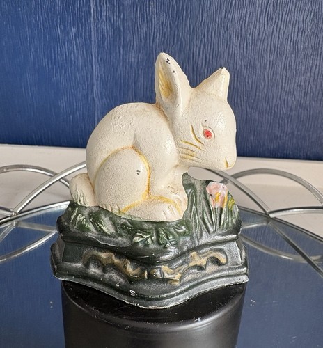 Vintage cast iron white rabbit - iron,