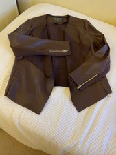 Ladies Faux Leather Waterfall Jacket  Ox Blood 12