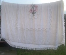 Vintage Double Bed White CandleWick Bed Spread Rare Find