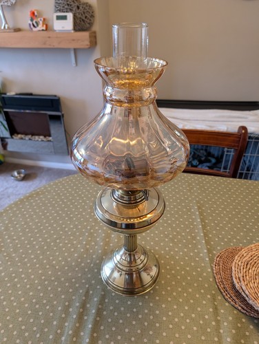 Vintage duplex brass oil lamp - vintage,