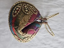Stunning Ethnic Unique Fortune Cookie Shape Bag. Beaded & Brocade