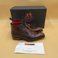 Jeffery West "Villain" Deville Printed Brown Lizard Leather Chukka Boots - UK 7