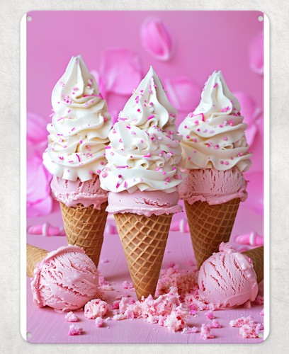 Pink ice cream - cone, dessert