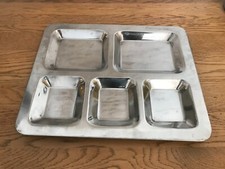 x30 Stainless Steel Indian Thali 5 Compartment Food Serving Tray Plate